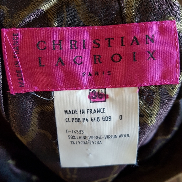 Christian Lacroix Olive Green Wool Pencil Skirt - Picture 5 of 6
